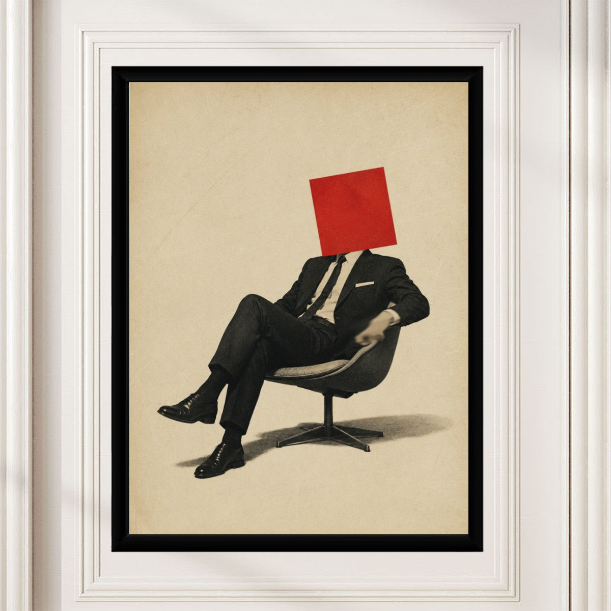 The abstract man sitting poster presented in a modern living room, complementing the minimalist decor.