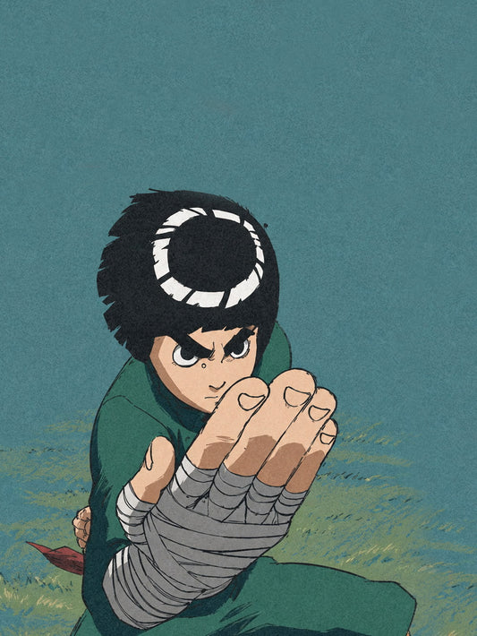 Vibrant poster artwork featuring Rock Lee in a dynamic fighting pose.
