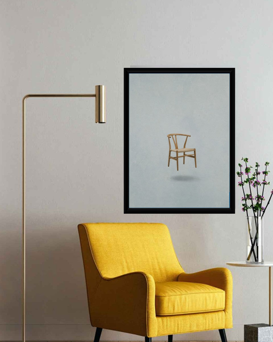 Floating Chair Poster displayed in a modern office setting.