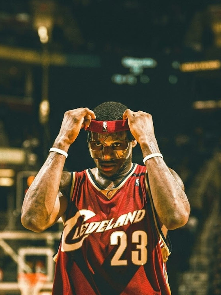 A vibrant poster featuring LeBron James in an action-packed basketball moment.