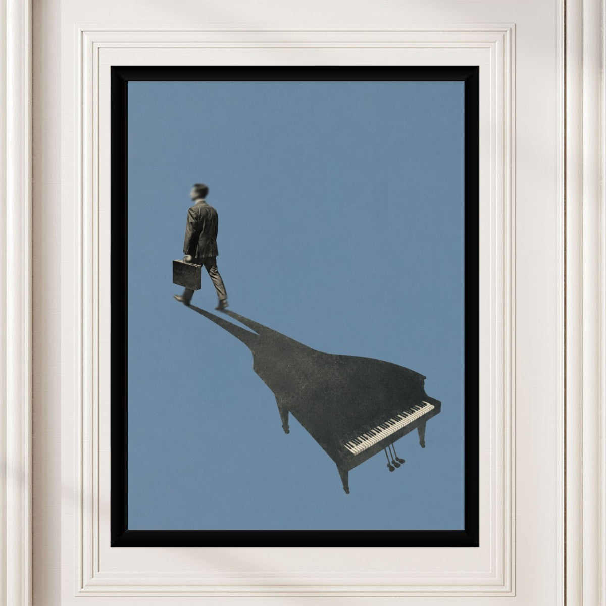 Piano Man poster in a creative studio setting, showcasing its minimalist charm.