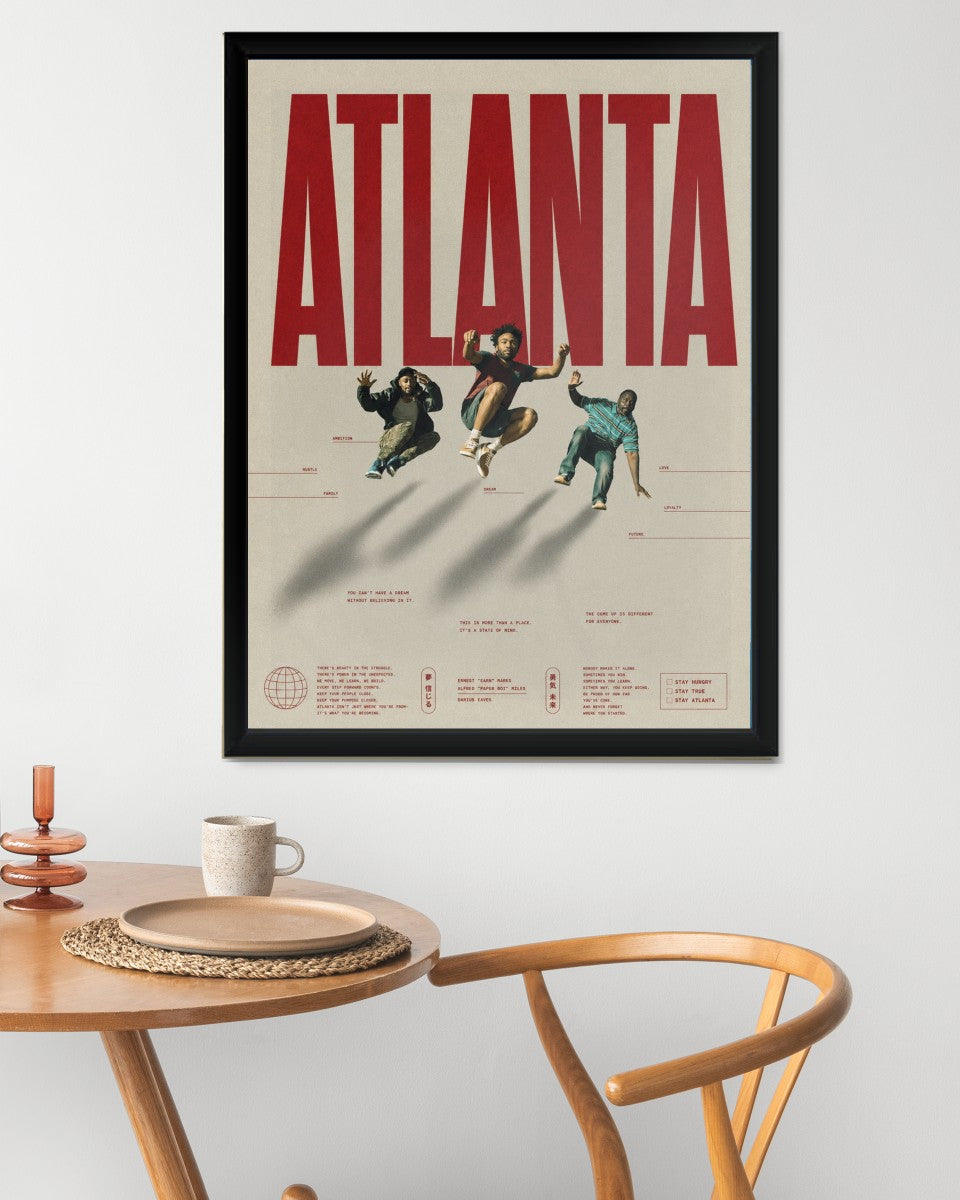 A colorful representation of the Atlanta poster shown in an engaging environment, highlighting its unique visual style.