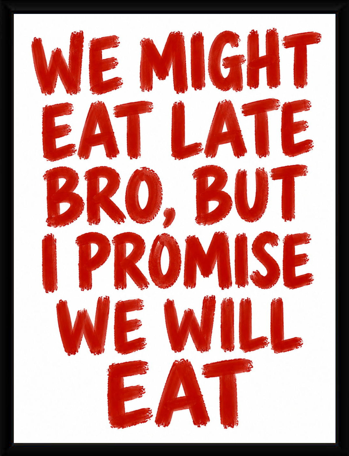 The poster displayed in a sleek black frame, enhancing its vibrant design.