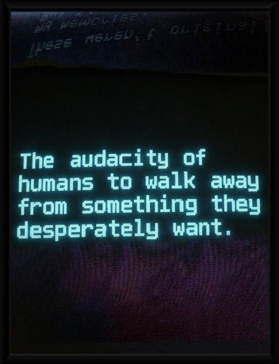 The Audacity of Humans Poster displayed in a sleek black frame.