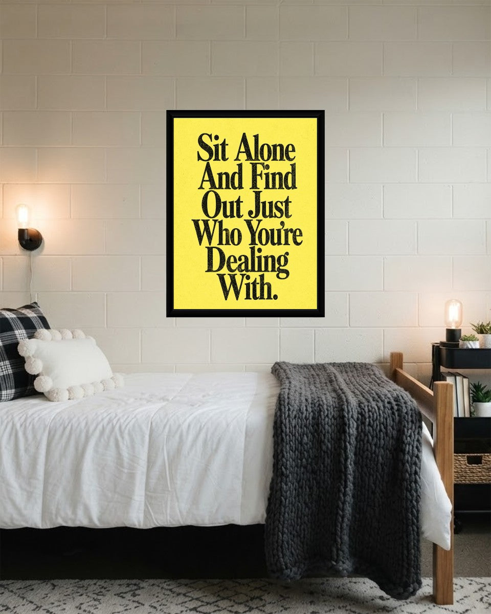 The motivational poster showcased in a cozy corner with plants, adding a cheerful and uplifting atmosphere.