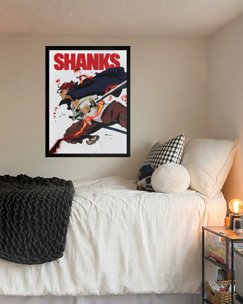 Shanks anime poster displayed in a stylish, minimalistic room setting.