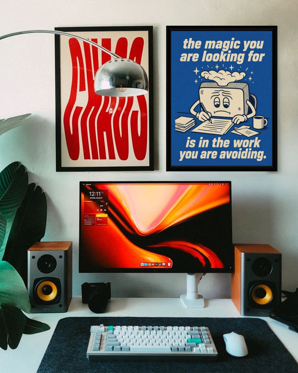 The motivational poster presented in a styled room setting with a modern aesthetic.