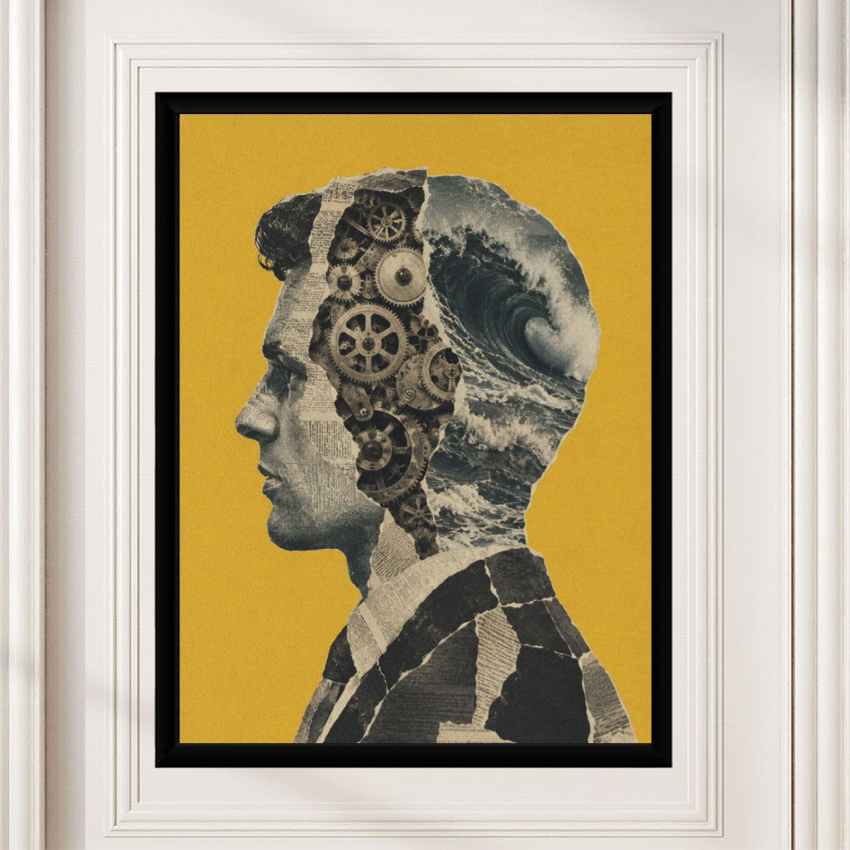 Thoughts in Motion poster presented in a modern living area, showcasing its artistic appeal.