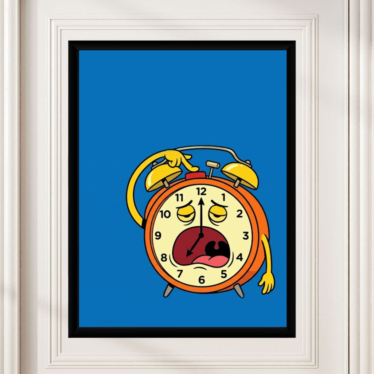 Sad Alarm Clock Poster styled in a modern workspace, creating an uplifting atmosphere.