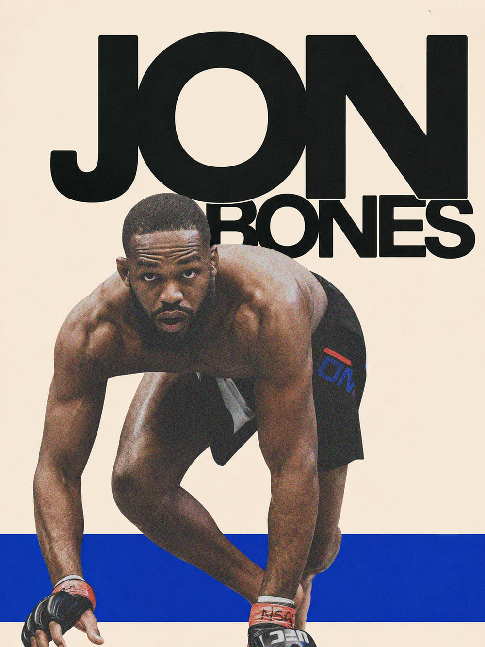 Jon Jones poster featuring bold typography with the text 'JON' and 'BONES'.