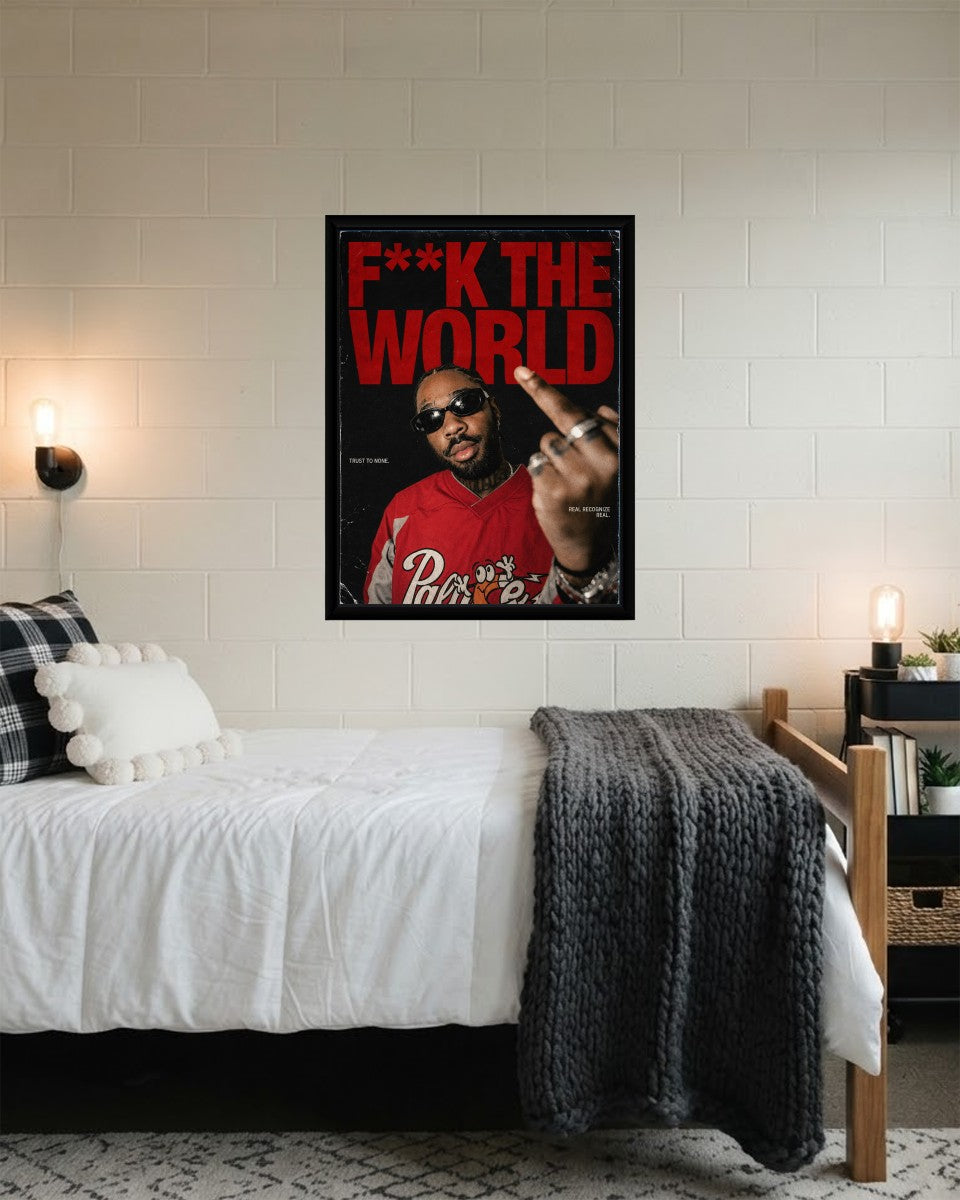 A vibrant Brent Faiyaz poster featured in a chic and artistic environment.