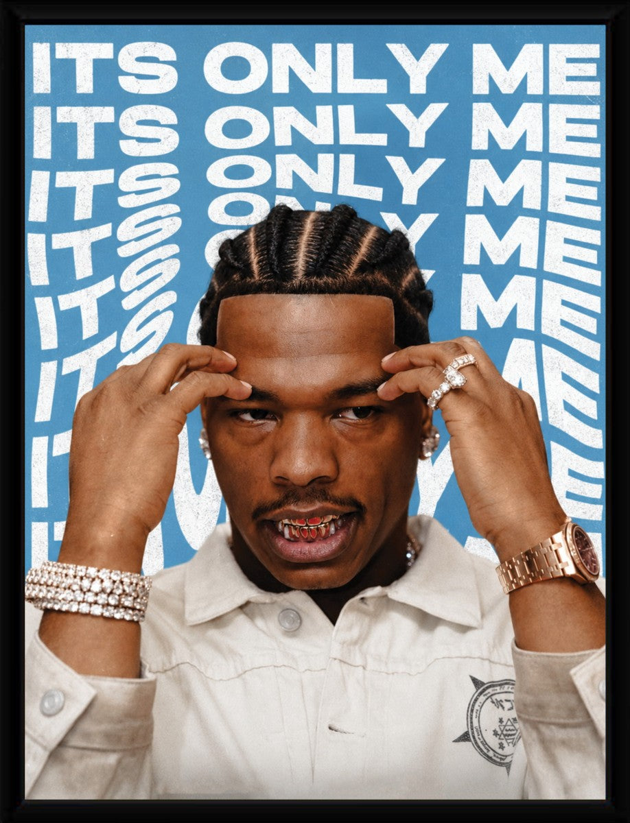 Lil Baby poster displayed in a sleek black frame showcasing 'ITS ONLY ME' text.