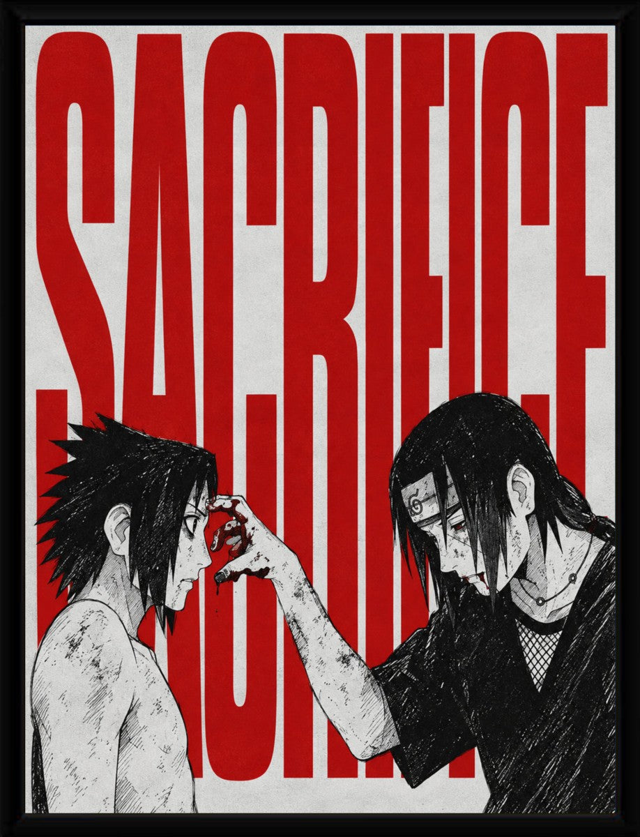 Itachi and Sasuke poster elegantly displayed in a pure-frame setting, showcasing vibrant colors.