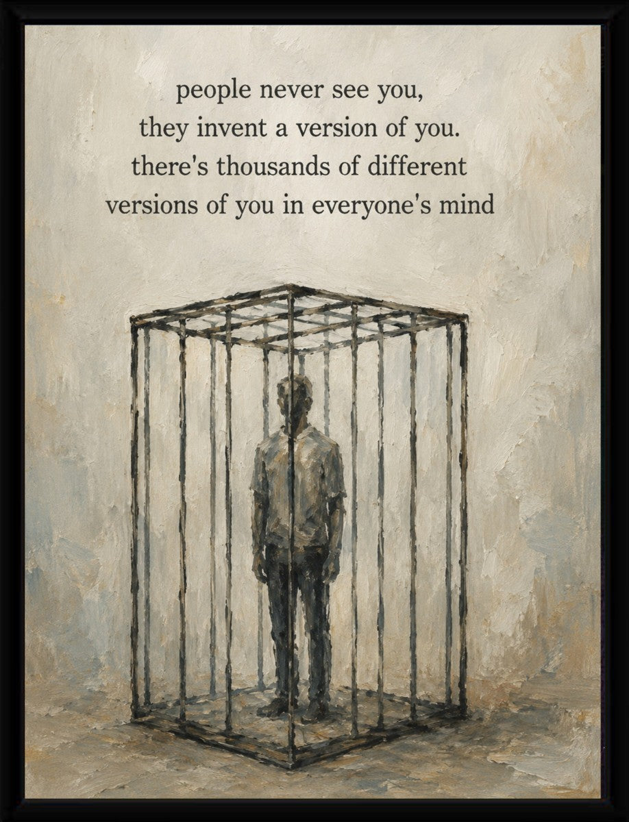 The 'Versions of You' poster displayed in a sleek frame, showcasing its vibrant colors.