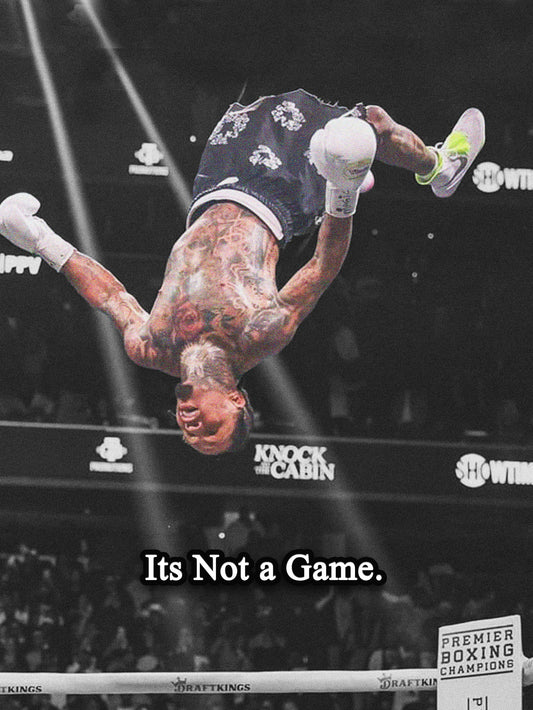 Gervonta Davis action poster featuring the quote 'It's Not a Game.'