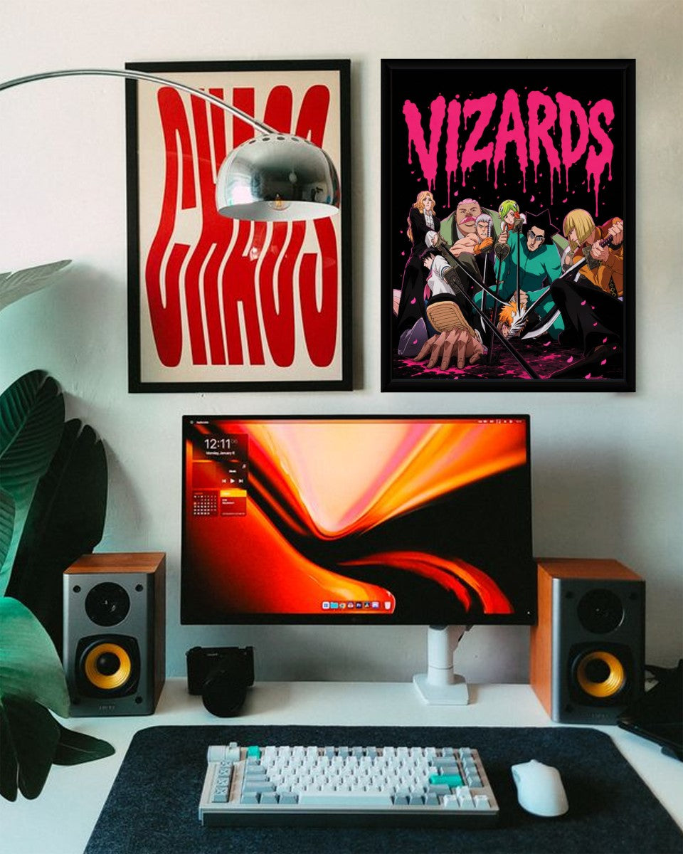 The Vizards from Bleach poster in a stylish mockup setting, emphasizing its vibrant artwork.