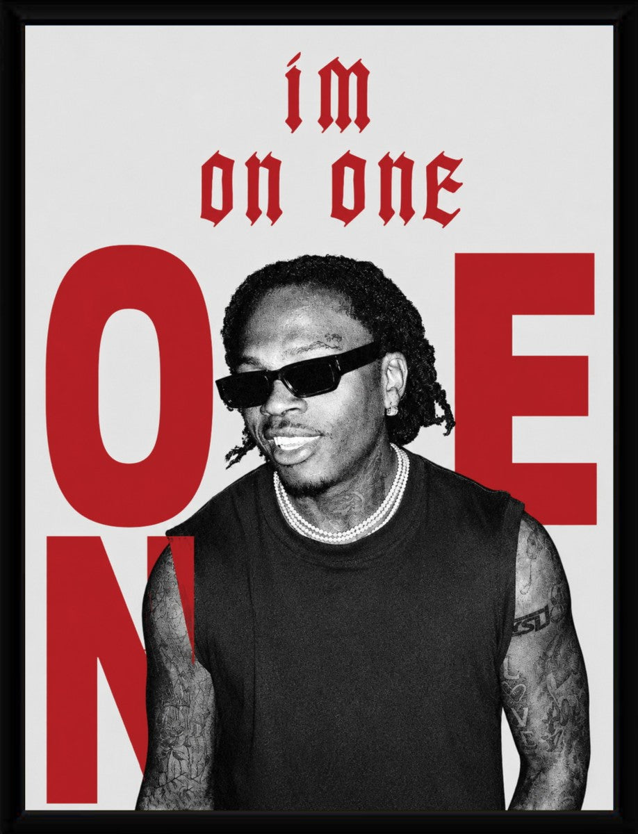 The Gunna One poster displayed in a stylish frame, showcasing its bold design.