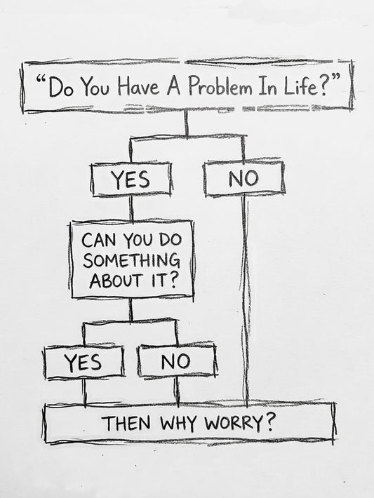 A motivational poster with a simple flowchart asking, 'Do You Have A Problem In Life?' followed by a positive answer path.