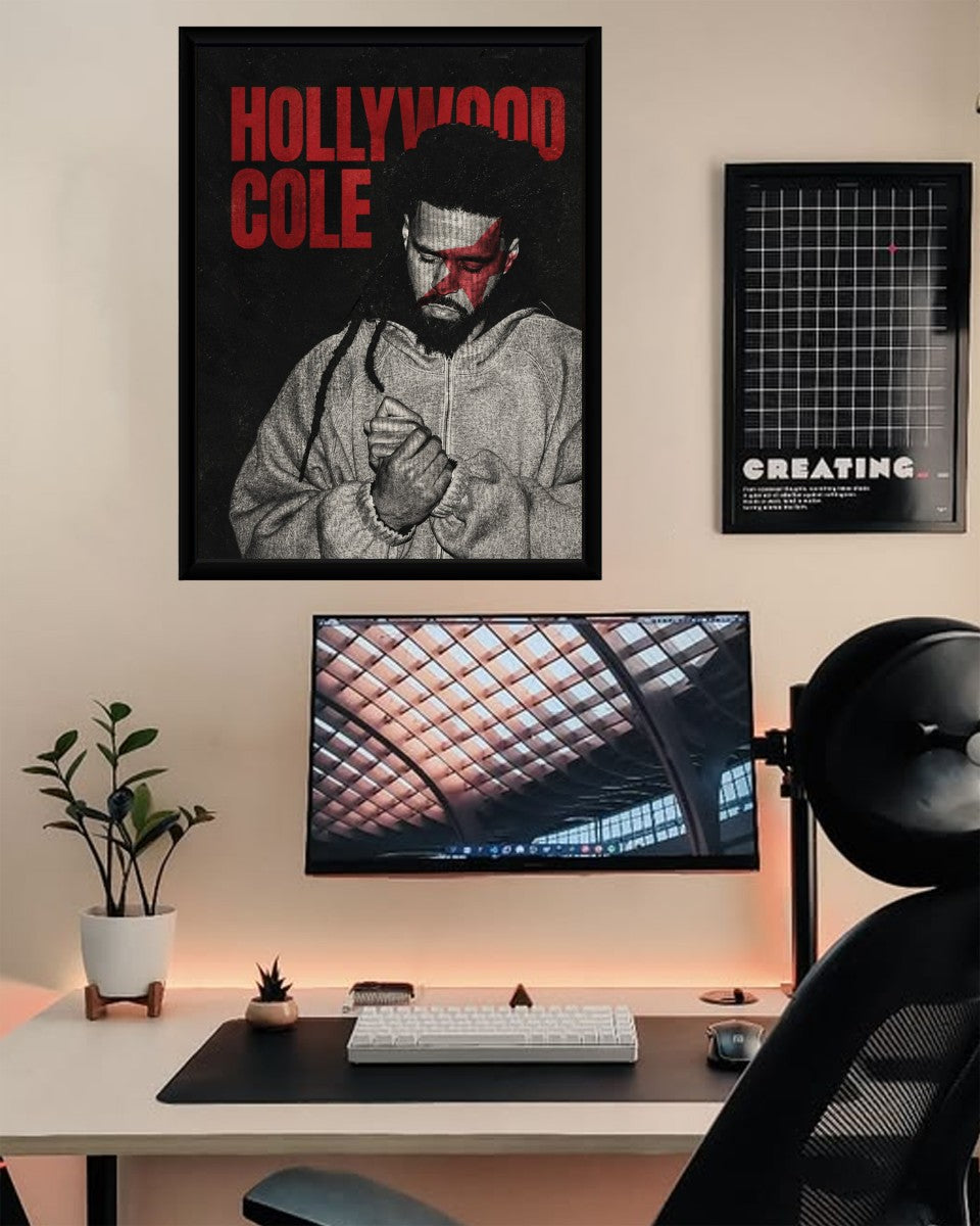 The Hollywood Cole poster showcased in a stylish interior, enhancing the room's artistic vibe.