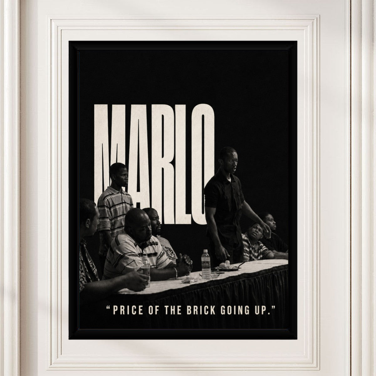 The Marlo Poster showcased in a stylish mockup, emphasizing its dark color palette.