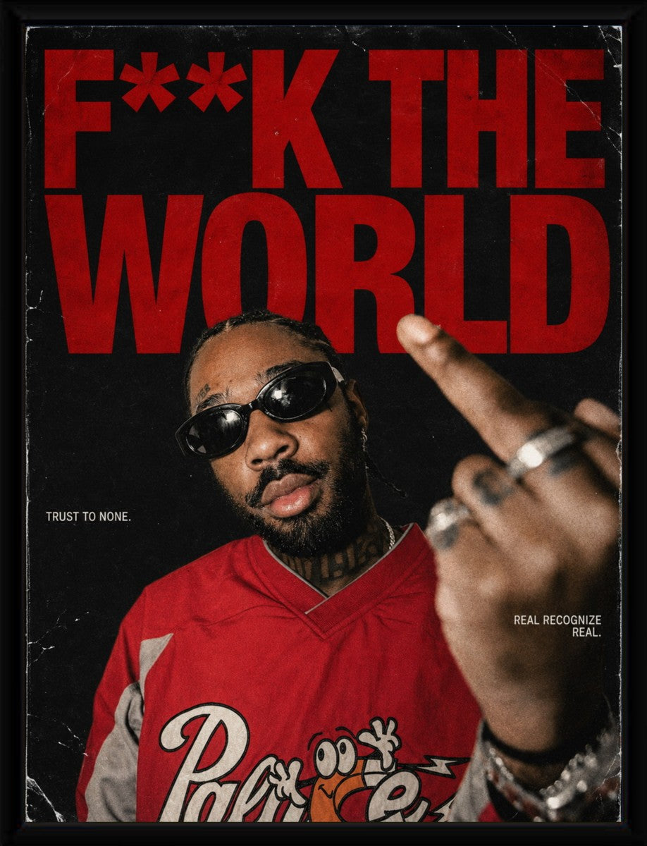 The Brent Faiyaz poster presented in a sleek, modern frame, enhancing its vibrant colors.