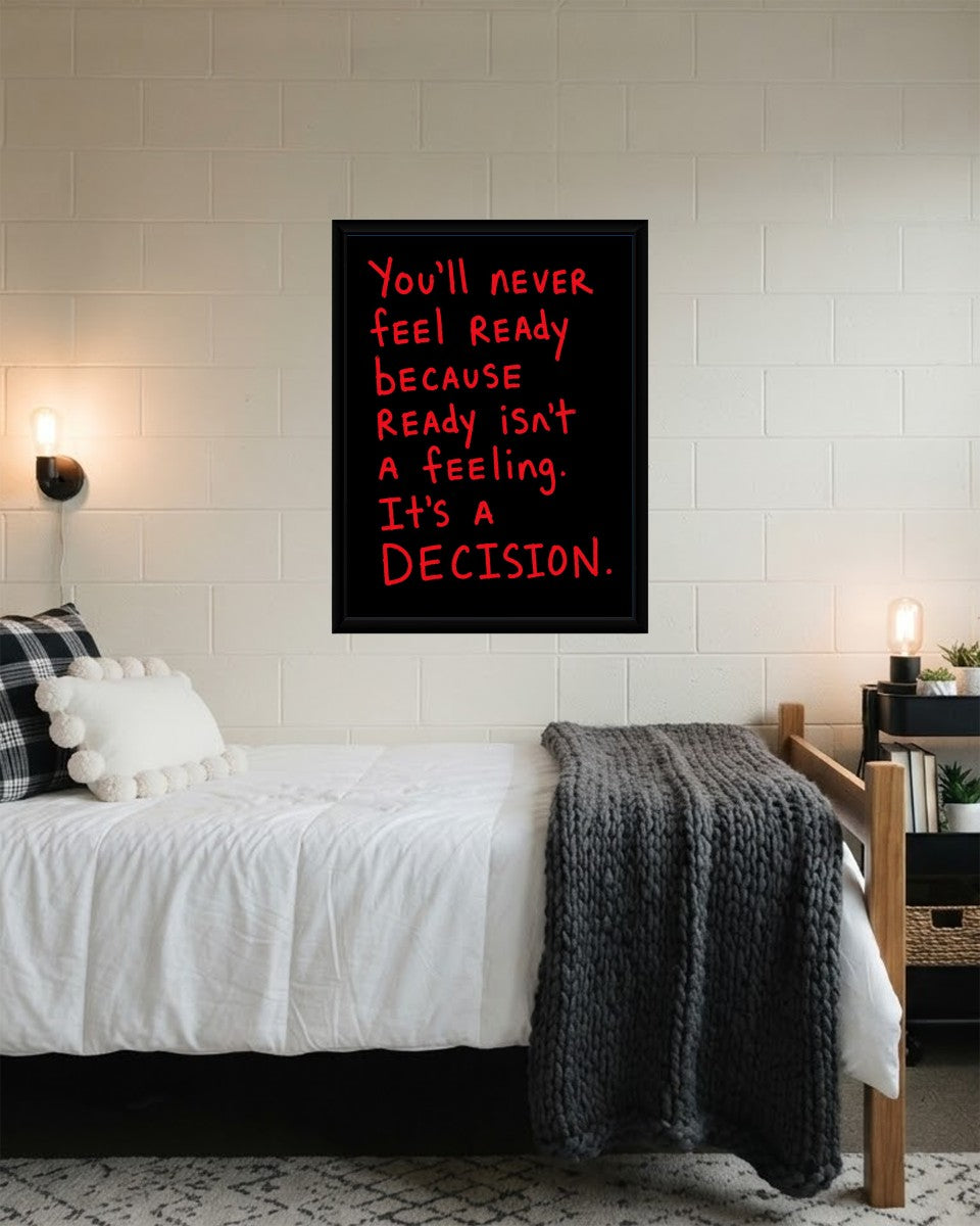 The poster displayed in a modern workspace, framed beautifully to complement the decor.