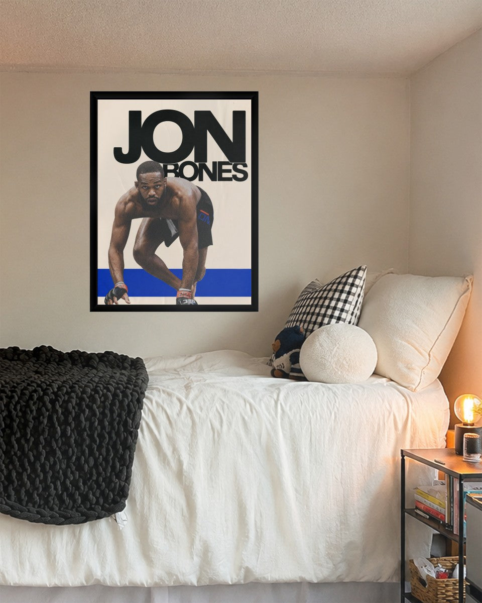 Jon Jones poster showcased in a modern styled room.