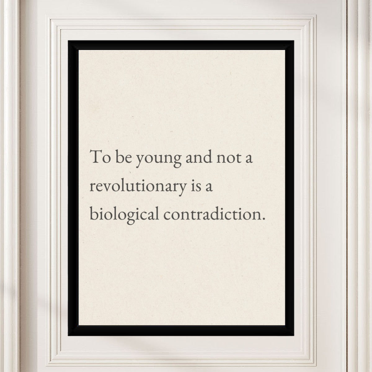 The 'Young and Revolutionary' poster featured in a vibrant room setting, inspiring creativity.